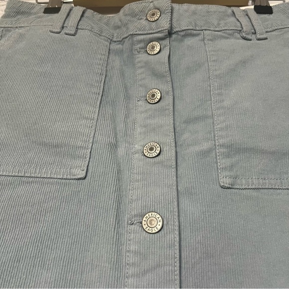 American Eagle Women's Size 10 Light Blue Corduroy High Rise Mini Skirt - Picture 2 of 8